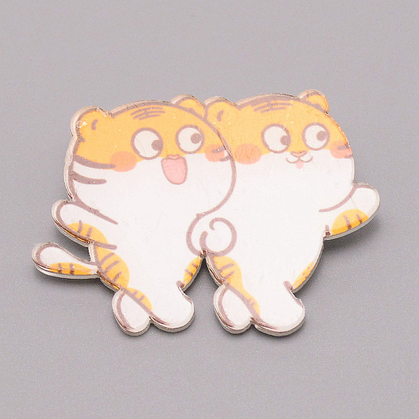 

PandaHall Double Tiger Chinese Zodiac Acrylic Brooch, Lapel Pin for Chinese Tiger New Year Gift, White, Orange, 32x43x7mm Acrylic 12 Chinese...