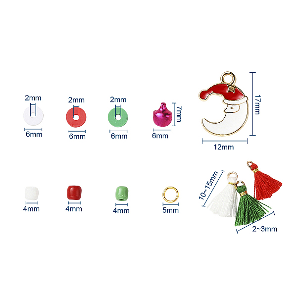 

PandaHall DIY Christmas Themed Jewelry Making Kits, 810Pcs Glass Seed & Polymer Clay Beads, 10Pcs Alloy Pendants, Aluminum Bell Charms..., Multicolor