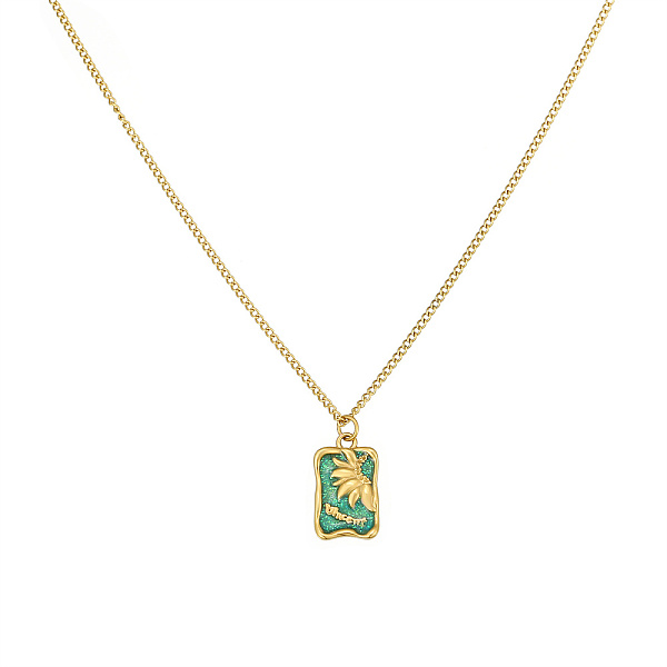 

PandaHall Stainless Steel Enamel Necklaces for Women, Rectangle Brass
