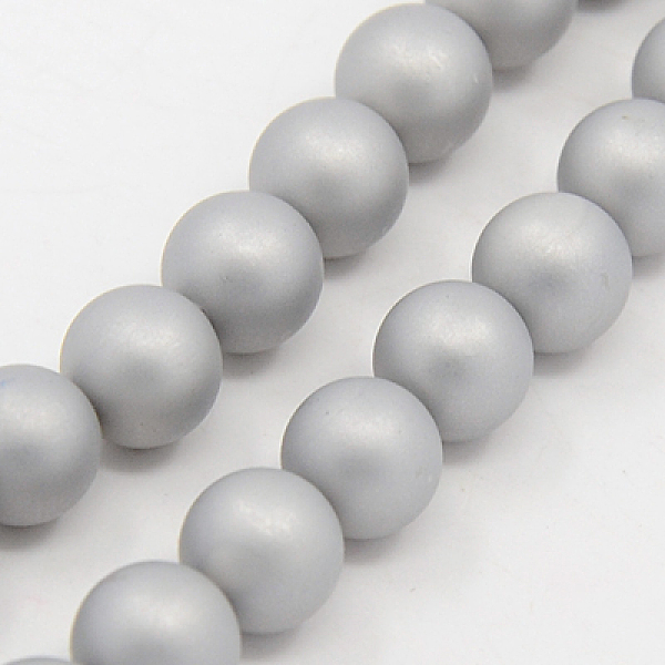 

PandaHall Shell Pearl Beads Strands, Frosted, Round, Gainsboro, 10mm, Hole: 1mm, about 42pcs/strand, 16.5 inch Shell Pearl Round Gray