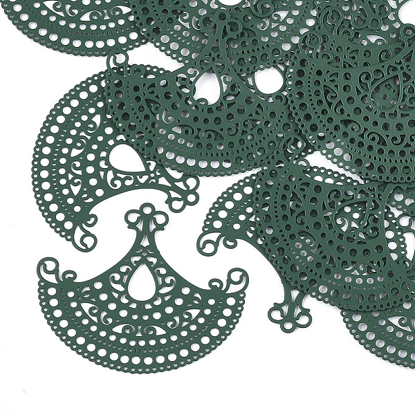 

PandaHall 430 Stainless Steel Filigree Joiners Links, Spray Painted, Etched Metal Embellishments, Fan, Green, 35x42x0.3mm, Hole: 0.6~1.5mm...