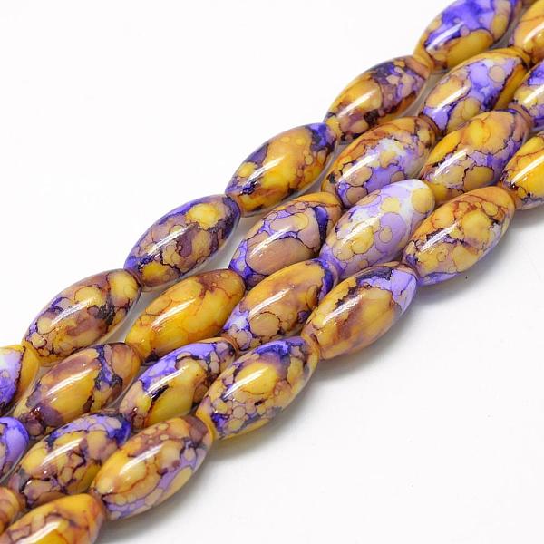 

PandaHall Baking Painted Glass Beads Strands, Swirl Glass Beads, Oval, Light Khaki, 22x10~10.5mm, Hole: 1.5~2.5mm, about 35~37pcs/strand...