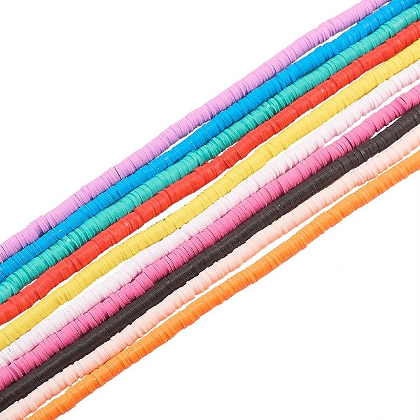 

PandaHall 10 Strands 10 Colors Flat Round Handmade Polymer Clay Beads, Disc Heishi Beads for Hawaiian Earring Bracelet Necklace Jewelry..., Multicolor