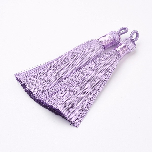 

PandaHall Nylon Tassels Big Pendant Decorations, Violet, 83~92x9~10mm, Hole: 1.5~4mm Nylon Purple