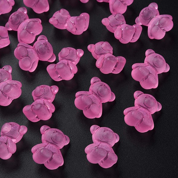 

PandaHall Transparent Acrylic Beads, Frosted, Bear, Deep Pink, 18.5x15.5x11mm, Hole: 2.5mm, about 330pcs/500g Acrylic Bear
