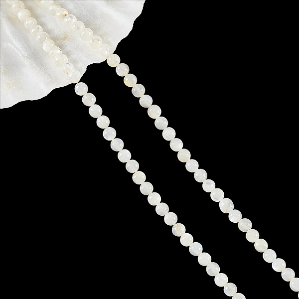 

PandaHall Natural White Shell Beads Strands, Mother of Pearl Shell Bead, Round, Antique White, 3.5mm, Hole: 0.5mm, about 112pcs/strand...