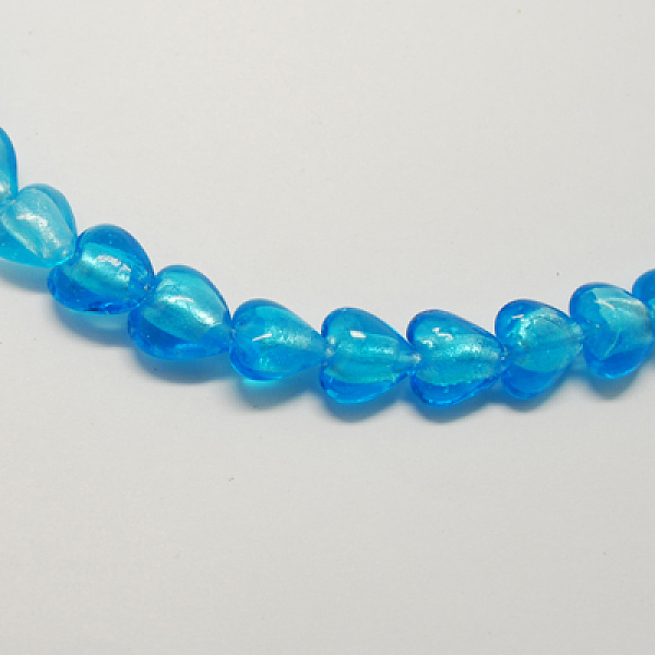 

PandaHall Handmade Silver Foil Glass Beads, Heart, Deep Sky Blue, 15x15x10mm, Hole: 1~2mm Silver Foil Heart
