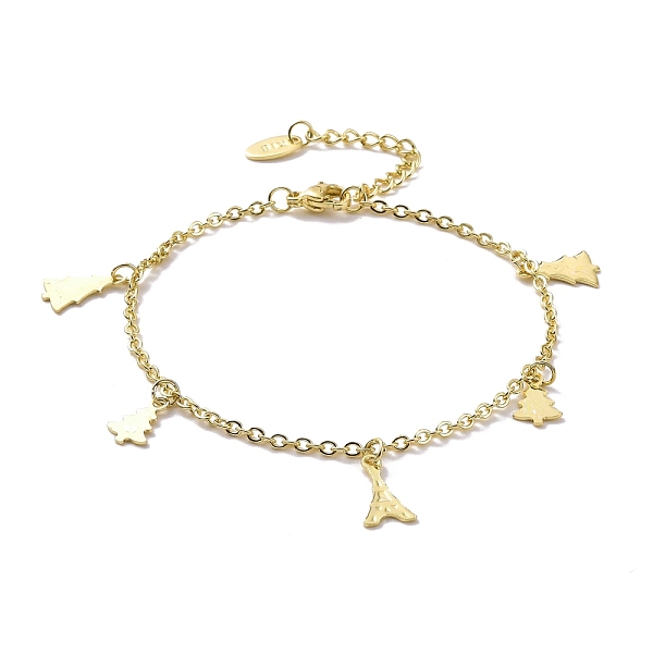 

PandaHall 201 Stainless Steel Tower & Tree Charms Bracelet with 304 Stainless Steel Chains for Women, Golden, 6-7/8 inch(17.6cm) 304...