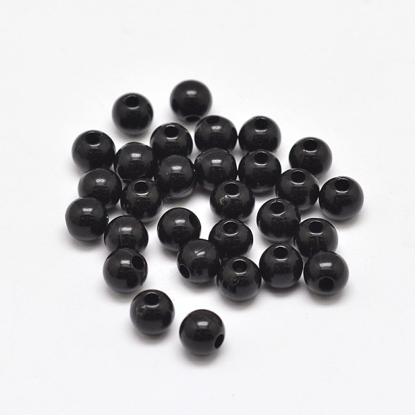 

PandaHall Round Acrylic Beads, Black, 4mm, Hole: 1.5mm, about 16565pcs/500g Acrylic Round Black