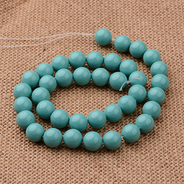 

PandaHall Polished Round Grade A Shell Pearl Bead Strands, Dark Turquoise, 6mm, Hole: 1mm, about 64pcs/strand, 15.7 inch Shell Pearl Round..., Cyan