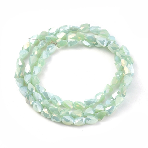 

PandaHall Electroplate Opaque Solid Color Glass Beads Strands, Full Rainbow Plated, Faceted, Triangle, Aquamarine, 8x6x6mm, Hole: 1.2mm..., Green