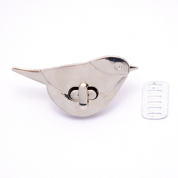 

PandaHall Zinc Alloy Bag Twist Lock Accessories, Handbags Turn Lock, Bird, Platinum, 32x67.5x29mm Alloy