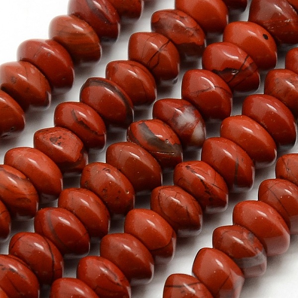 

PandaHall Rondelle Natural Red Jasper Beads Strands, 6.5x3mm, Hole: 1mm, about 118pcs/strand, 15.7 inch Red Jasper Rondelle Red