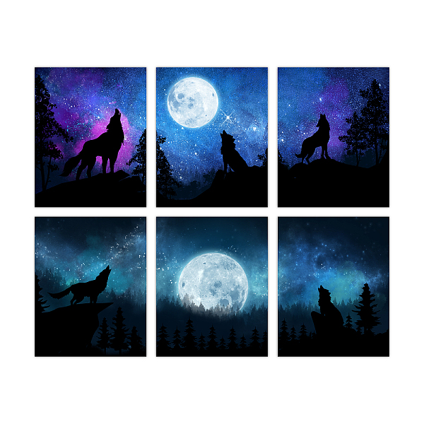 

PandaHall SUPERDANT Wolf Canvas Wall Art Unframed Prints Art 6 Styles Landscape Themed Decorative Painting Pictures for Bedroom Kitchen...