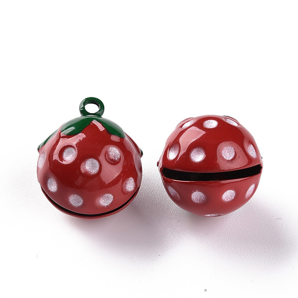 

PandaHall Baking Painted Brass Bell Pendants, Strawberry, Red, 21.5x17.5x17mm, Hole: 2mm Brass Fruit Red
