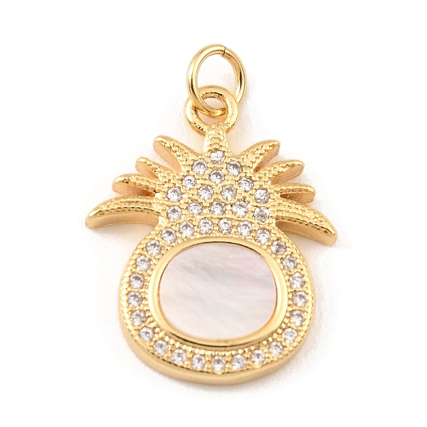 

PandaHall Brass Cubic Zirconia with Shell Pendants, Long-Lasting Plated, Lead Free & Cadmium Free, Pineapple, Real 18K Gold Plated..., Clear