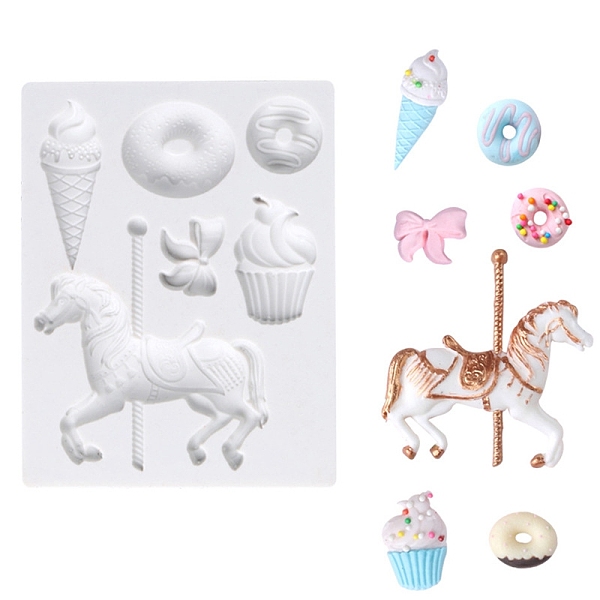 

PandaHall Merry-go-Round Food Grade DIY Silicone Molds, Fondant Molds, Baking Molds, Chocolate, Candy, Biscuits, UV Resin & Epoxy Resin..., White