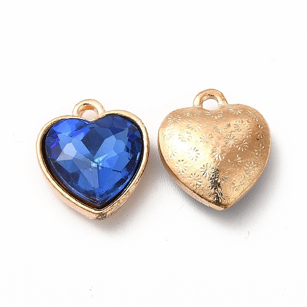 

PandaHall Faceted Glass Rhinestone Pendants, with Golden Tone Zinc Alloy Findings, Heart Charms, Blue, 16.5x14x6.5mm, Hole: 1.6mm...