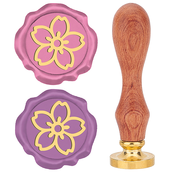 

PandaHall Brass Wax Seal Stamps with Rosewood Handle, for DIY Scrapbooking, Flower, 25mm Brass Flower