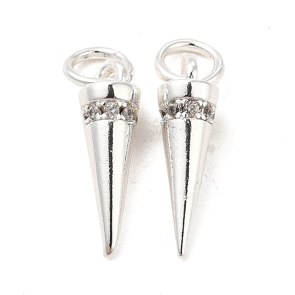 

PandaHall Rack Plating Brass Micro Pave Cubic Zirconia Charms, Long-Lasting Plated, Cadmium Free & Lead Free, with Jump Ring, Cone/Spike..., Clear