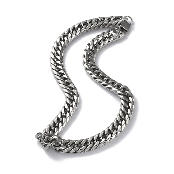 

PandaHall 304 Stainless Steel Cuban Link Chain Necklaces, Stainless Steel Color, 24.33 inch(61.8cm) 304 Stainless Steel