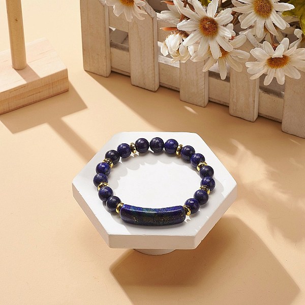 Natürliches Lapislazuli (gefärbtes) Rechteckiges Stretch-Armband Mit Perlen