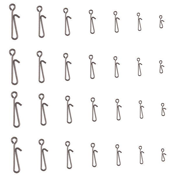 

PandaHall SUPERFINDINGS 140Pcs 7 Sizes Fishing Clips 304 Stainless Steel Light Tackle Lures Connectors Fast Quick Change Snaps Dark Grey...