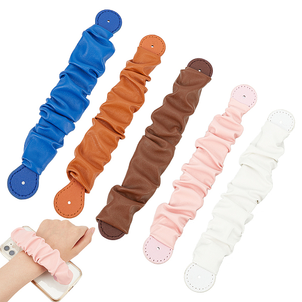 Wadorn 5pcs 5 Colores Correa De Muñeca De Teléfono Móvil De Cuero De Pu Arrugada