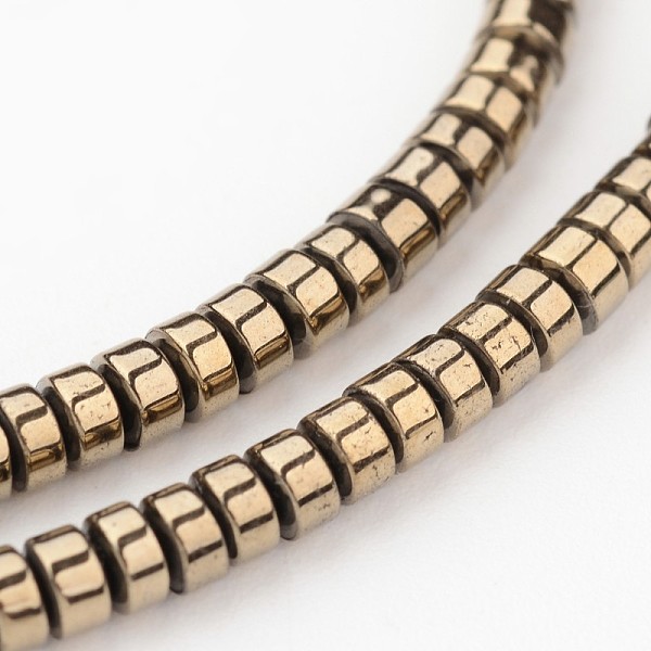 

PandaHall Electroplate Non-magnetic Synthetic Hematite Beads Strands, Heishi Beads, Flat Round/Disc, Smooth, Antique Bronze Plated, 3x2mm...