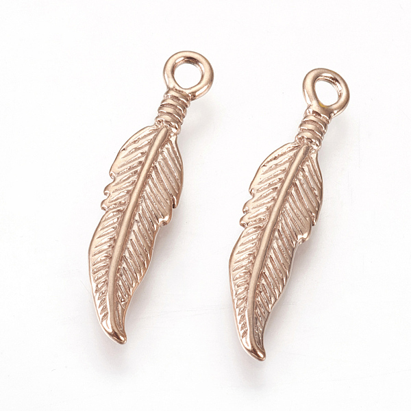 

PandaHall 304 Stainless Steel Pendants, Feather, Rose Gold, 25.5x6x2.5mm, Hole: 2mm 304 Stainless Steel Feather