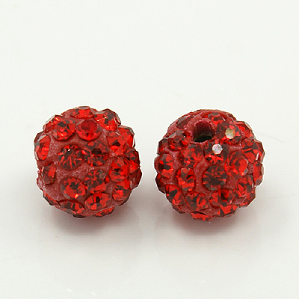 

PandaHall Polymer Clay Rhinestone Beads, Grade A, Round Pave Disco Ball Beads, Light Siam, PP12(1.8~1.9mm), 10mm, Hole: 1.5mm Polymer..., Red