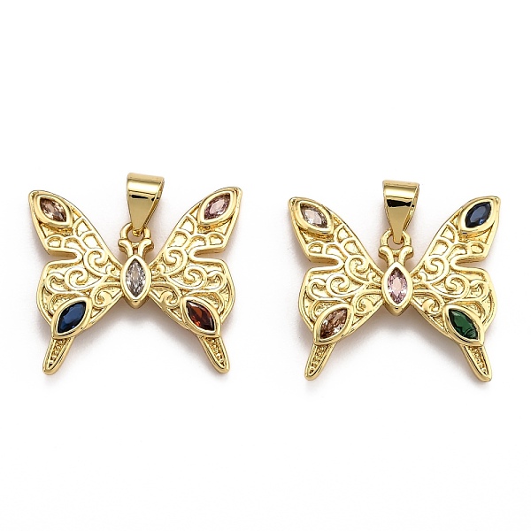 

PandaHall Brass Micro Pave Clear Cubic Zirconia Pendants, Long-Lasting Plated, Butterfly, Real 18K Gold Plated, 19x20.5x2mm, Hole: 3.5x4mm...