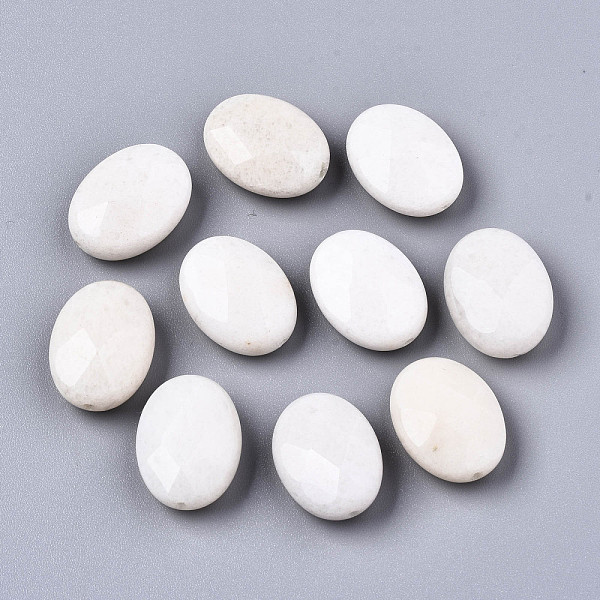 

PandaHall Natural White Jade Beads, Oval, 20x15x7~8mm, Hole: 1.2mm White Jade Oval