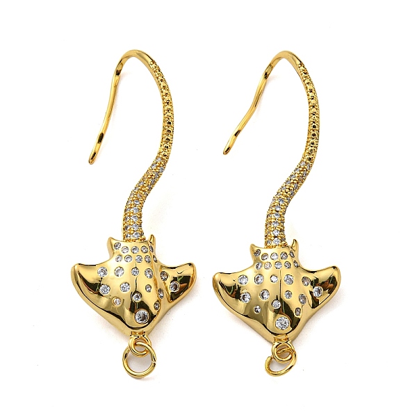

PandaHall Rack Plating Brass Micro Pave Clear Cubic Zirconia Big Pendants, with Jump Ring, Stingray, Lead Free & Cadmium Free, Real 18K Gold...