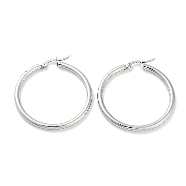 

PandaHall Ring 304 Stainless Steel Hoop Earrings for Women Men, Stainless Steel Color, 9 Gauge, 40x3mm, Pin: 0.6mm 304 Stainless Steel Ring