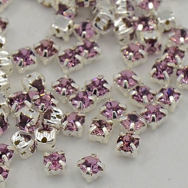 

PandaHall Sew on Rhinestone, Grade A Glass Rhinestone, with Brass Prong Settings, Garments Accessories, Silver Color Plated Metal Color..., Purple