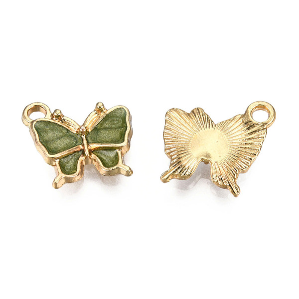 

PandaHall Light Gold Plated Alloy Charms, with Enamel, Butterfly, Yellow Green, 13x13.5x2.5mm, Hole: 1.8mm Alloy+Enamel Butterfly Green