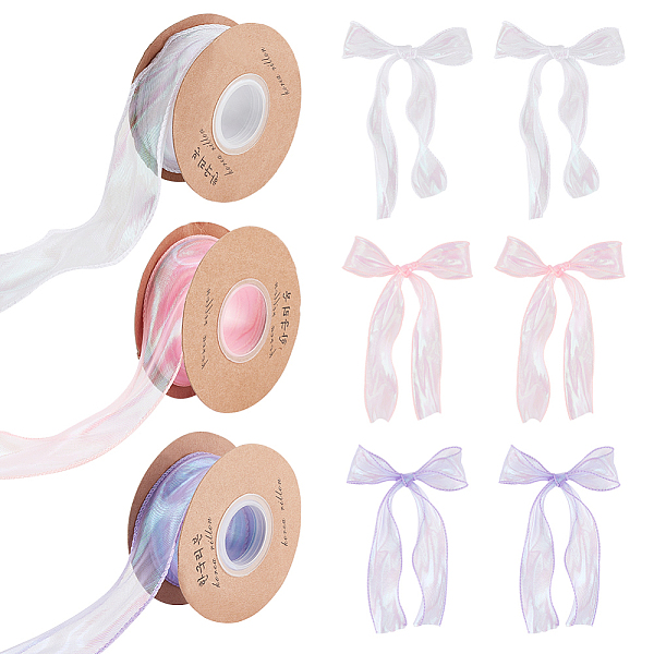 

PandaHall CHGCRAFT 3 Rolls 3 Colors Flat Rainbow Color Nylon Organza Ribbon, Iridescent Ribbon for Bowknot, Flower, Gift Decoration, Mixed..., Multicolor