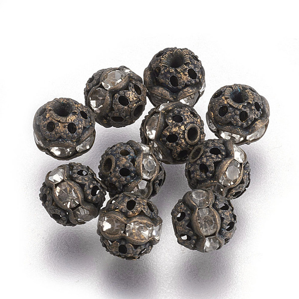 

PandaHall Brass Rhinestone Beads, Grade A, Nickel Free, Antique Bronze Metal Color, Round, Crystal, 6mm, Hole: 1mm Brass+Rhinestone Round..., Clear