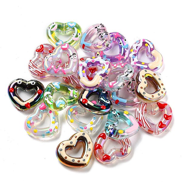 

PandaHall Transparent Acrylic Beads, with Enamel, Heart, Mixed Color, 27.6x31x8.2mm, Hole: 3mm Acrylic Heart Multicolor