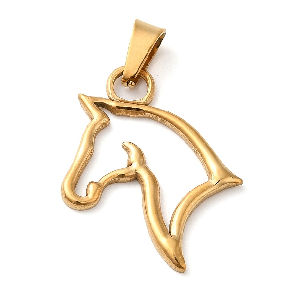 

PandaHall Vacuum Plating 304 Stainless Steel Pendants, Hollow Horse Head Charms, Golden, 22.5x19x1.5mm, Hole: 3.5x6.5mm 304 Stainless Steel..., Gold