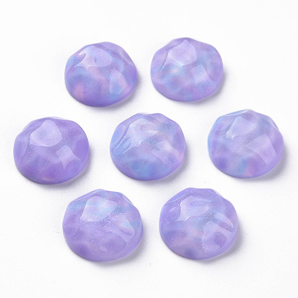 

PandaHall Transparent Resin Cabochons, Water Ripple Cabochons, with Glitter Powder, Half Round, Lilac, 16x7mm Resin Half Round Purple