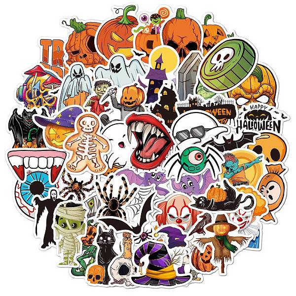 

PandaHall Halloween Themed PVC Sticker Labels, Self-adhesive Decals, for Suitcase, Skateboard, Refrigerator, Helmet, Mobile Phone Shell...