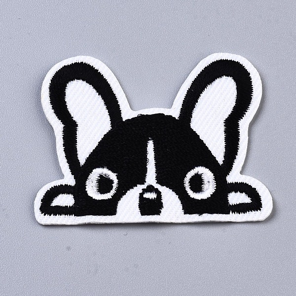 PandaHall Dog Appliques, Computerized Embroidery Cloth Iron on/Sew on Patches, Costume Accessories, Black, 36x46x1mm Cloth Dog Black