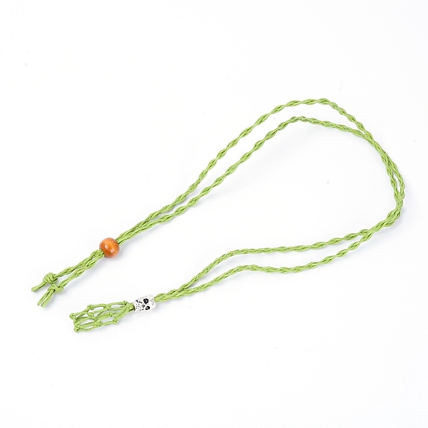 

PandaHall Adjustable Braided Waxed Cord Macrame Pouch Necklace Making, Interchangeable Stone, with Wood Beads & Alloy Pipe Beads, Yellow...