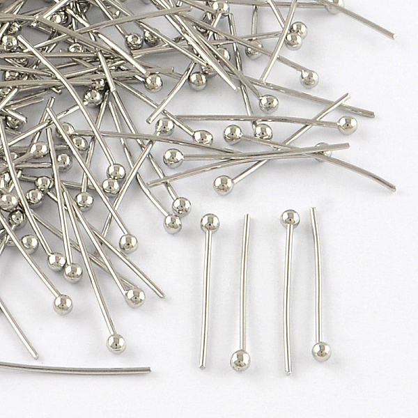 

PandaHall Brass Ball Head pins, Cadmium Free & Lead Free, Platinum, 32x0.5mm, 24 Gauge, Head: 2mm, about 10000pcs/bag Brass