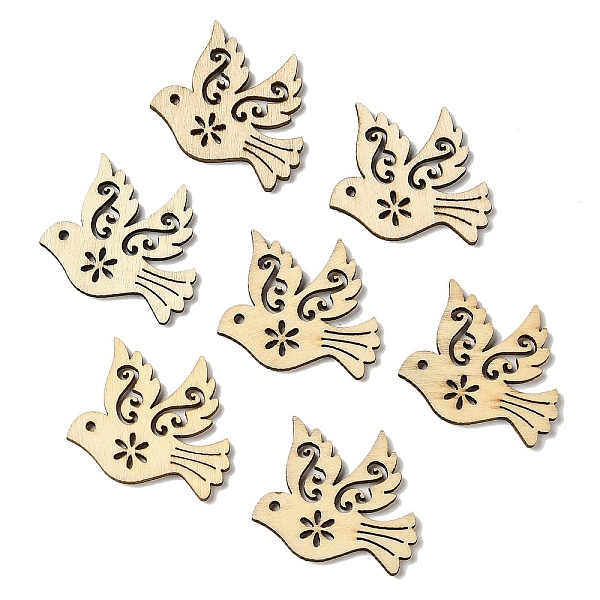 PandaHall Hollow out Unfinished Wooden Pieces, Bird Cutouts, for DIY Painted Decorative Craft Embellishments, Old Lace, 3.25x3.75x0.25cm...