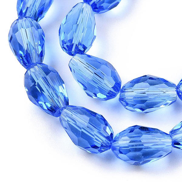 

PandaHall Glass Beads Strands, Faceted, teardrop, Royal Blue, 15x10mm, Hole: 2mm, about 48pcs/strand, 27.56 inch(70cm) Glass Teardrop