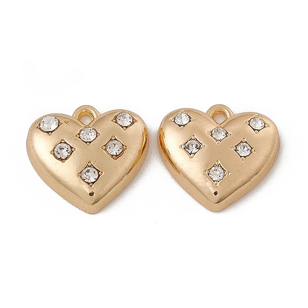 

PandaHall Alloy Crystal Rhinestone Pendants, Heart Charm, Golden, 15x16x4.5mm, Hole: 1.6mm Alloy+Rhinestone Heart Clear