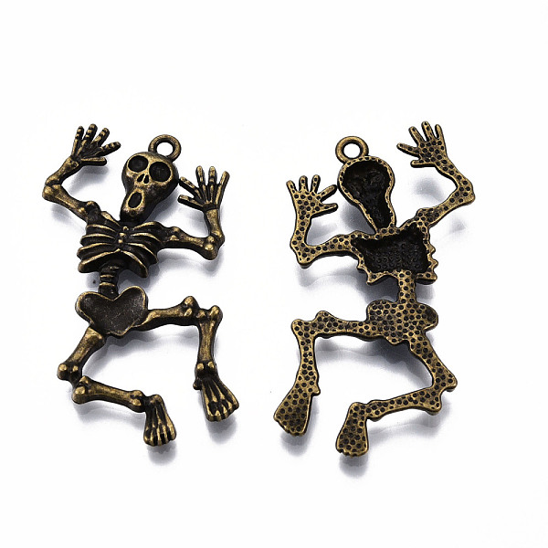 

PandaHall Rack Plating Alloy Big Pendants, Cadmium Free & Lead Free, Skeleton, Antique Bronze, 51x27.5x4mm, Hole: 2mm Alloy Skull